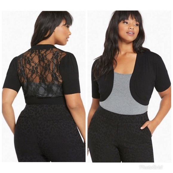 torrid Sweaters - Torrid Black Lace Back Shrug Size 3 NWT
